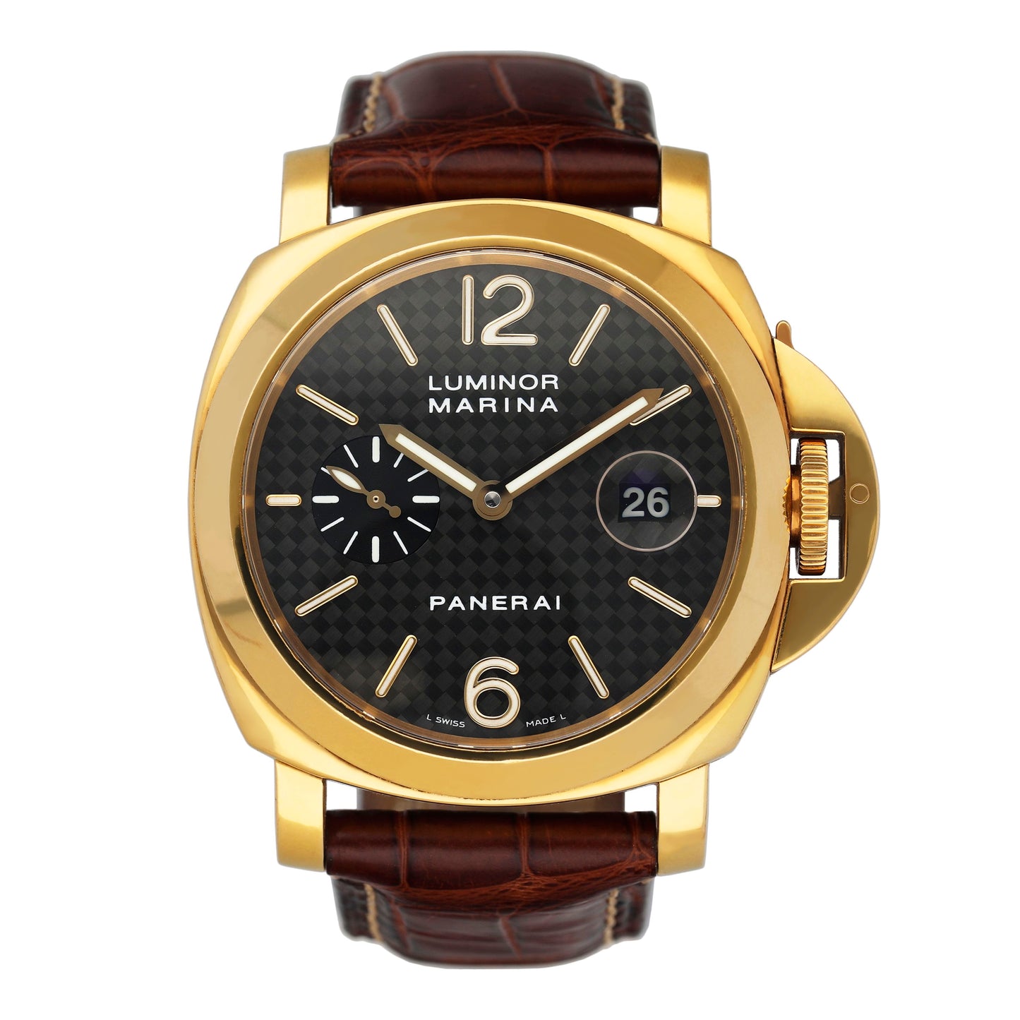 Panerai Luminor Marina PAM00140 Black Carbon Dial 18K Yellow Gold