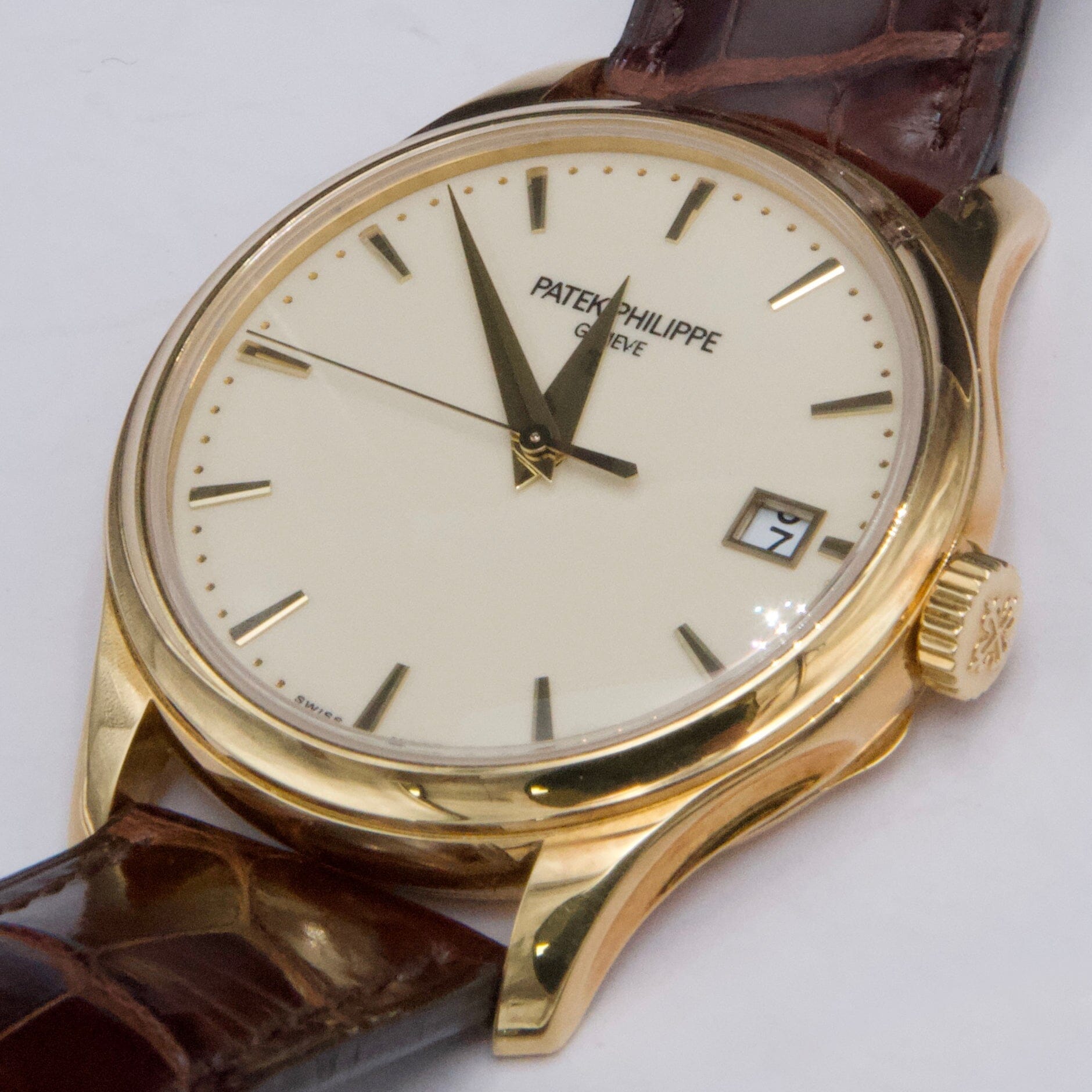 Patek Philippe Calatrava 5227J Ivory Dial 18K Yellow Gold Mens Watch Box Papers - Watches