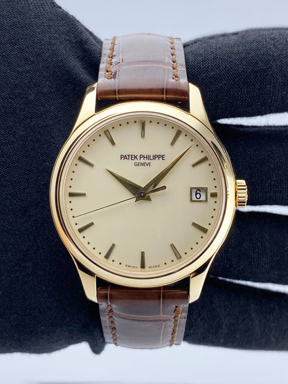 Patek Philippe Calatrava 5227J Ivory Dial 18K Yellow Gold Mens Watch Box Papers - Watches