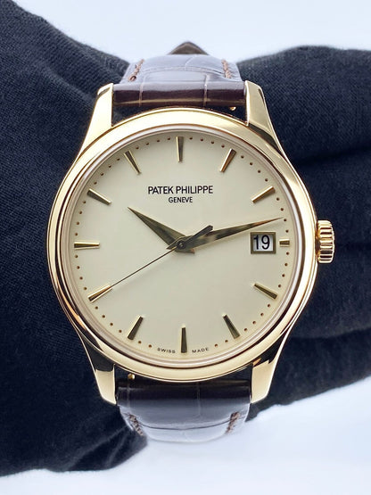 Patek Philippe Calatrava 5227J Ivory Dial 18K Yellow Gold Mens Watch Box Papers - Watches