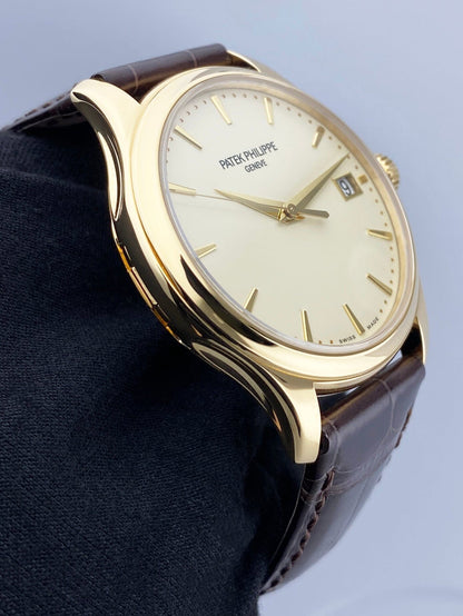 Patek Philippe Calatrava 5227J Ivory Dial 18K Yellow Gold Mens Watch Box Papers - Watches