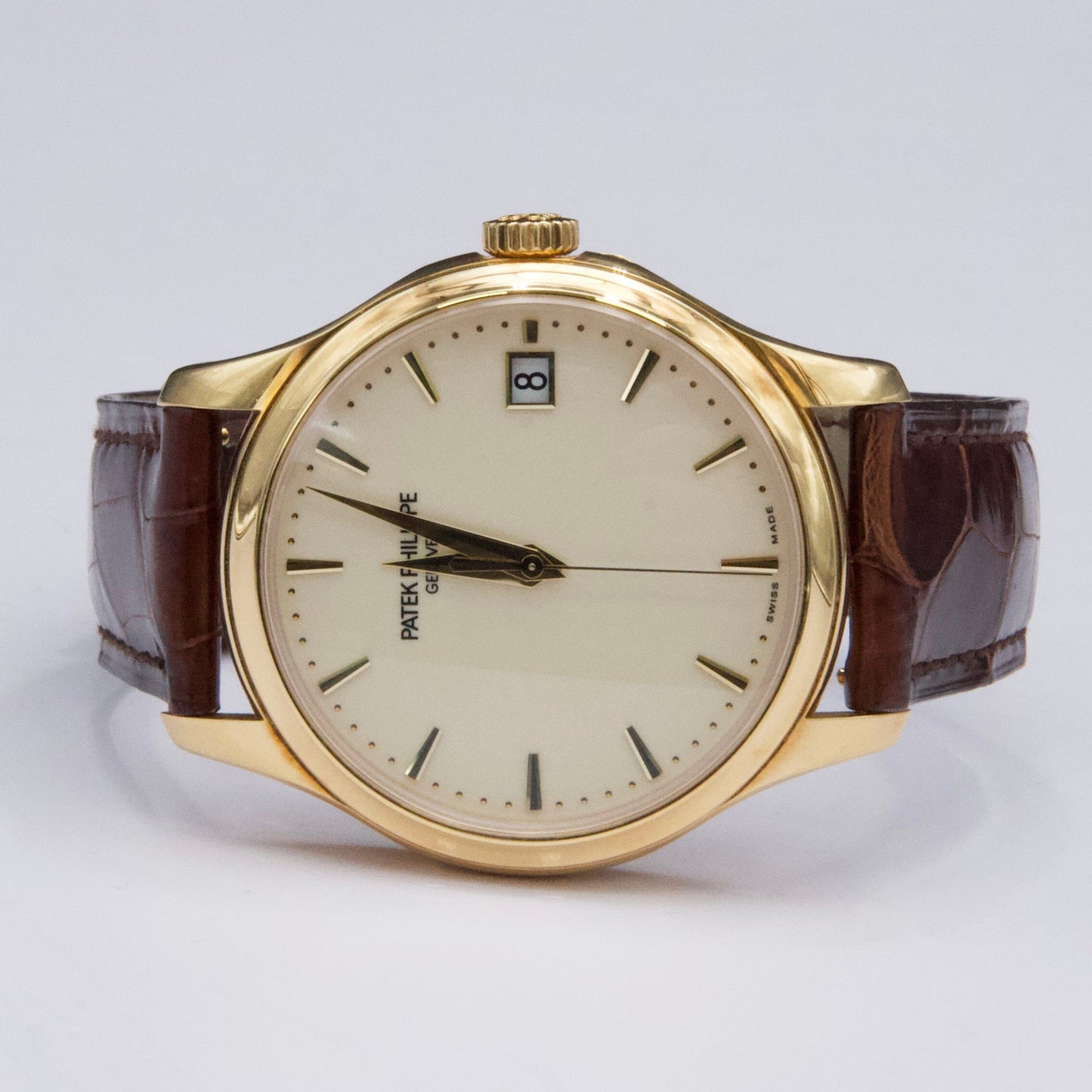 Patek Philippe Calatrava 5227J Ivory Dial 18K Yellow Gold Mens Watch Box Papers - Watches