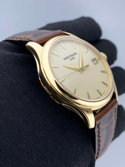 Patek Philippe Calatrava 5227J Ivory Dial 18K Yellow Gold Mens Watch Box Papers - Watches