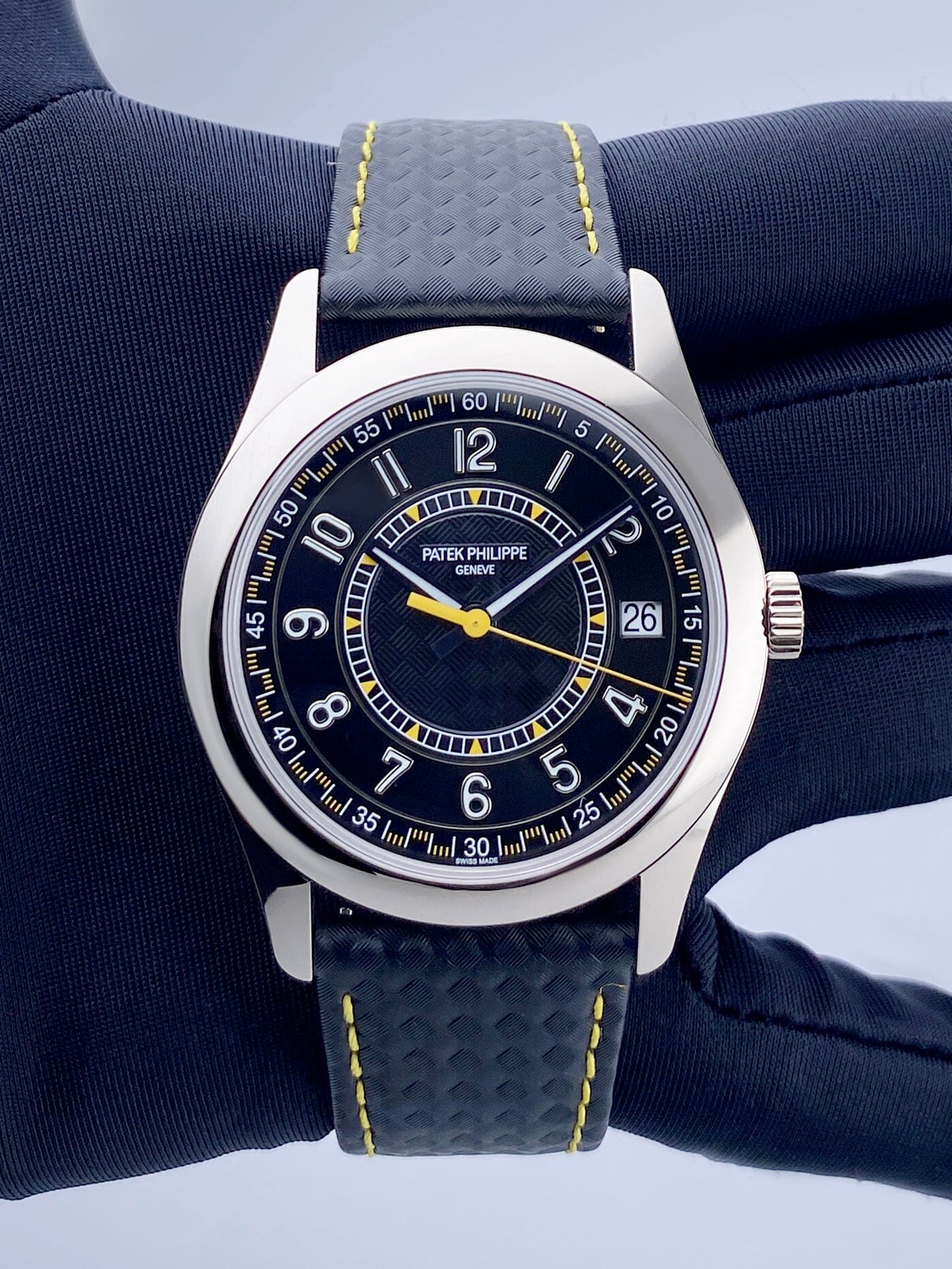 Patek Philippe Calatrava 6007G Yellow Dial Mens Watch Box Papers - Watches