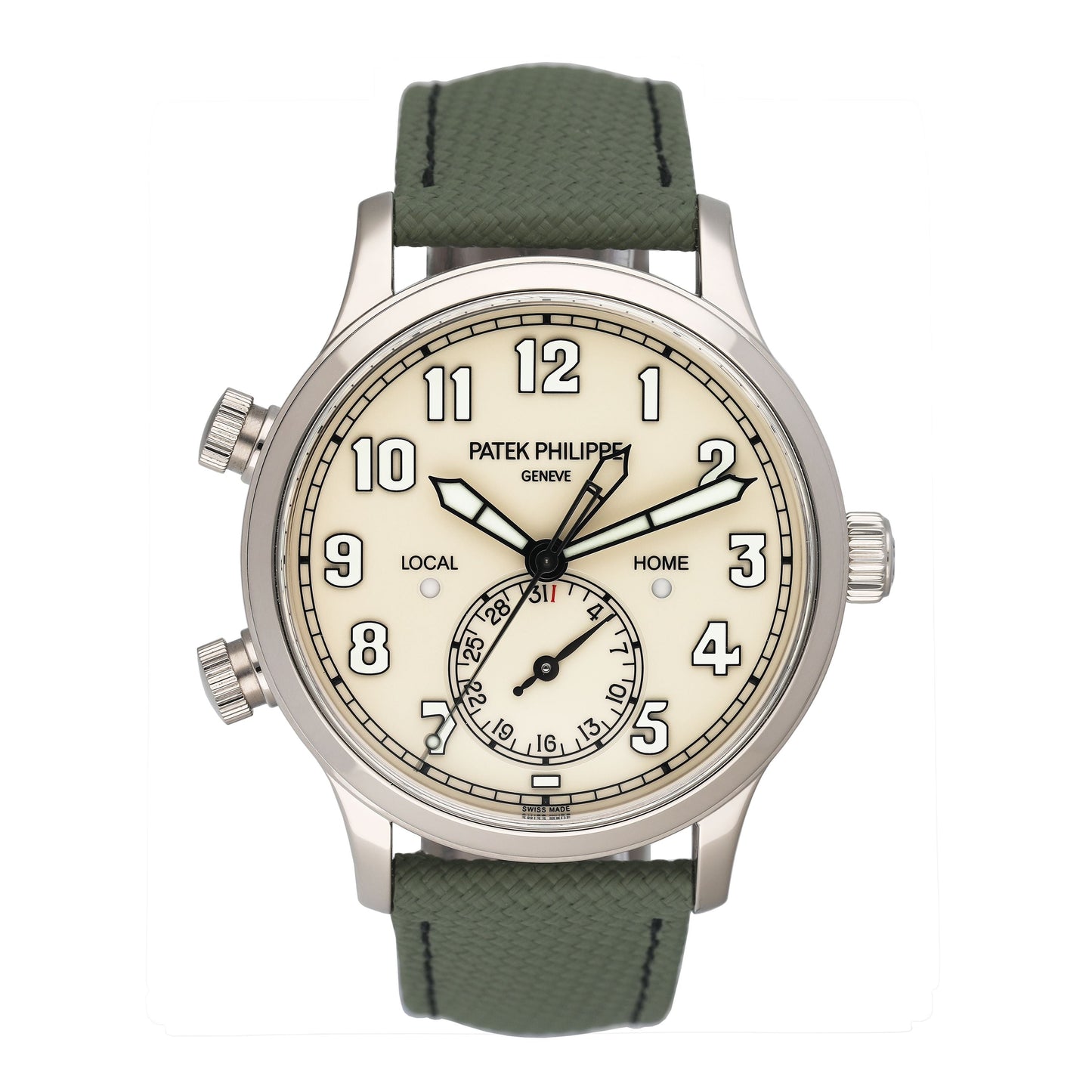 Patek Philippe Calatrava Pilot Travel Time 5524G Ivory Dial Mens Watch Box Papers - Watches