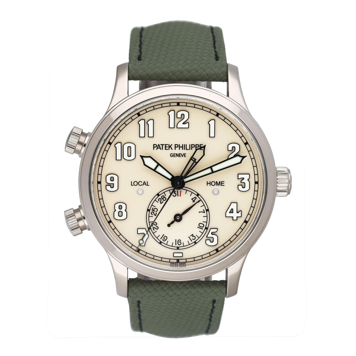 Patek Philippe Calatrava Pilot Travel Time 5524G Ivory Dial Mens Watch Box Papers - Watches