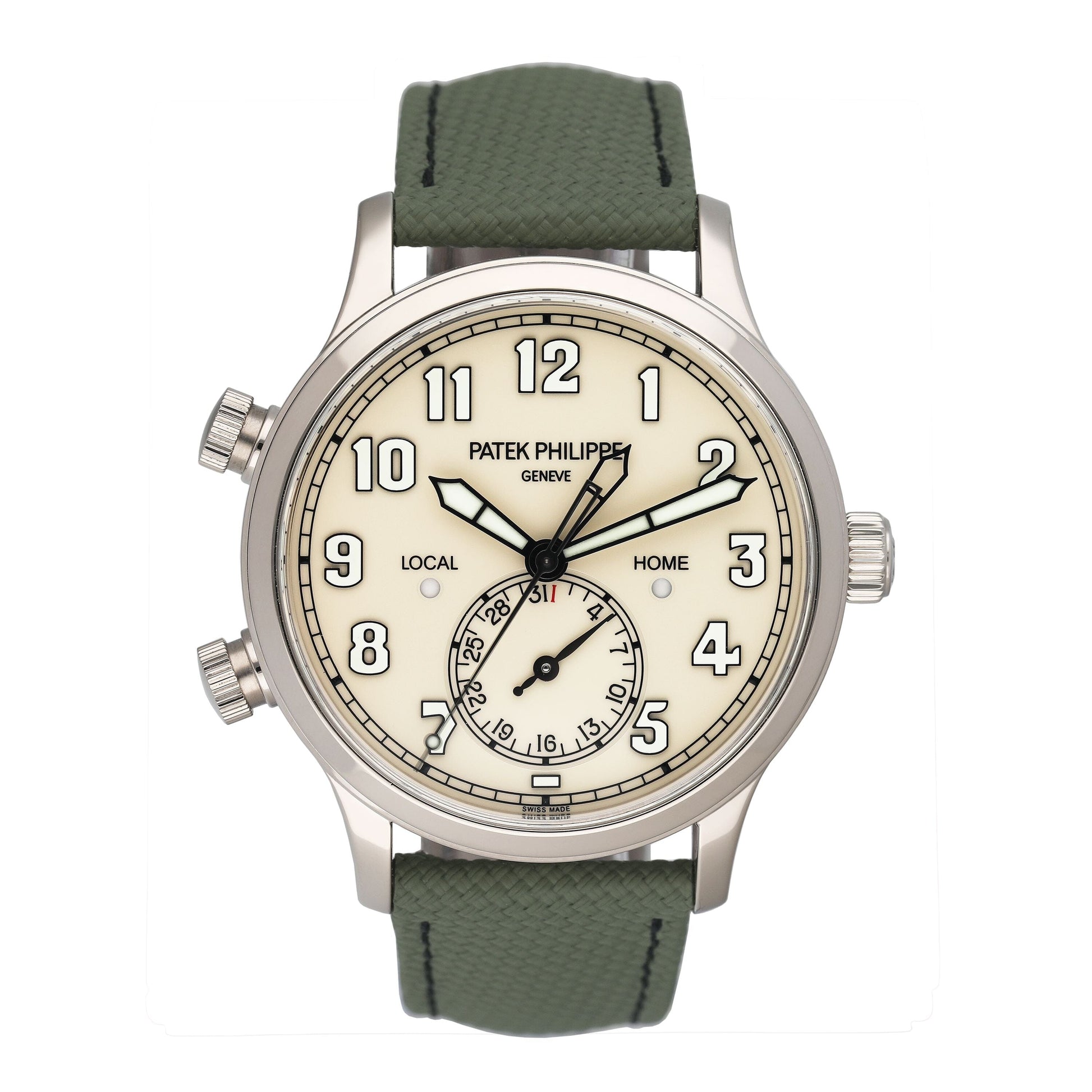 Patek Philippe Calatrava Pilot Travel Time 5524G Ivory Dial Mens Watch Box Papers - Watches