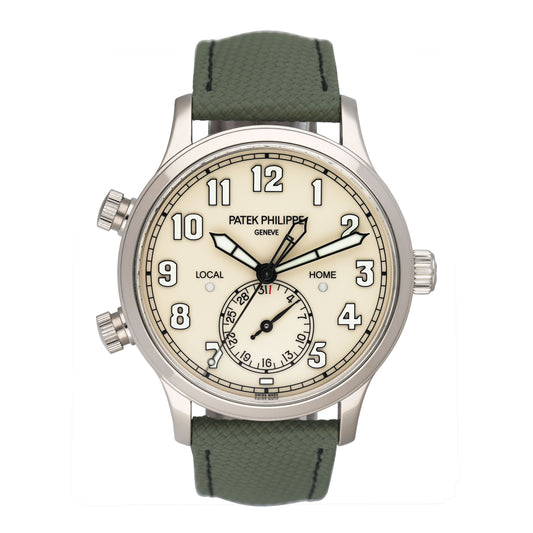 Patek Philippe Calatrava Pilot Travel Time 5524G Ivory Dial Mens Watch Box Papers