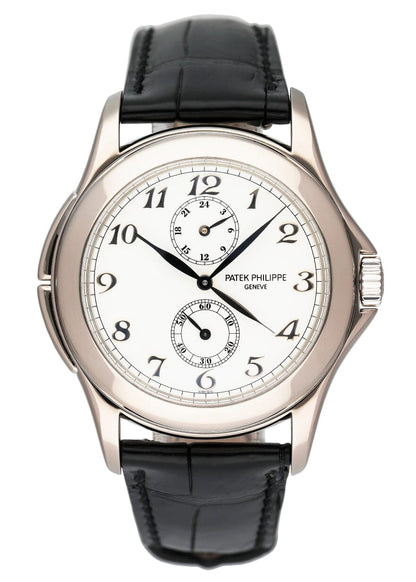 Patek Philippe Calatrava Travel Time 5134G 18K White Gold Mens Watch - Wristwatch
