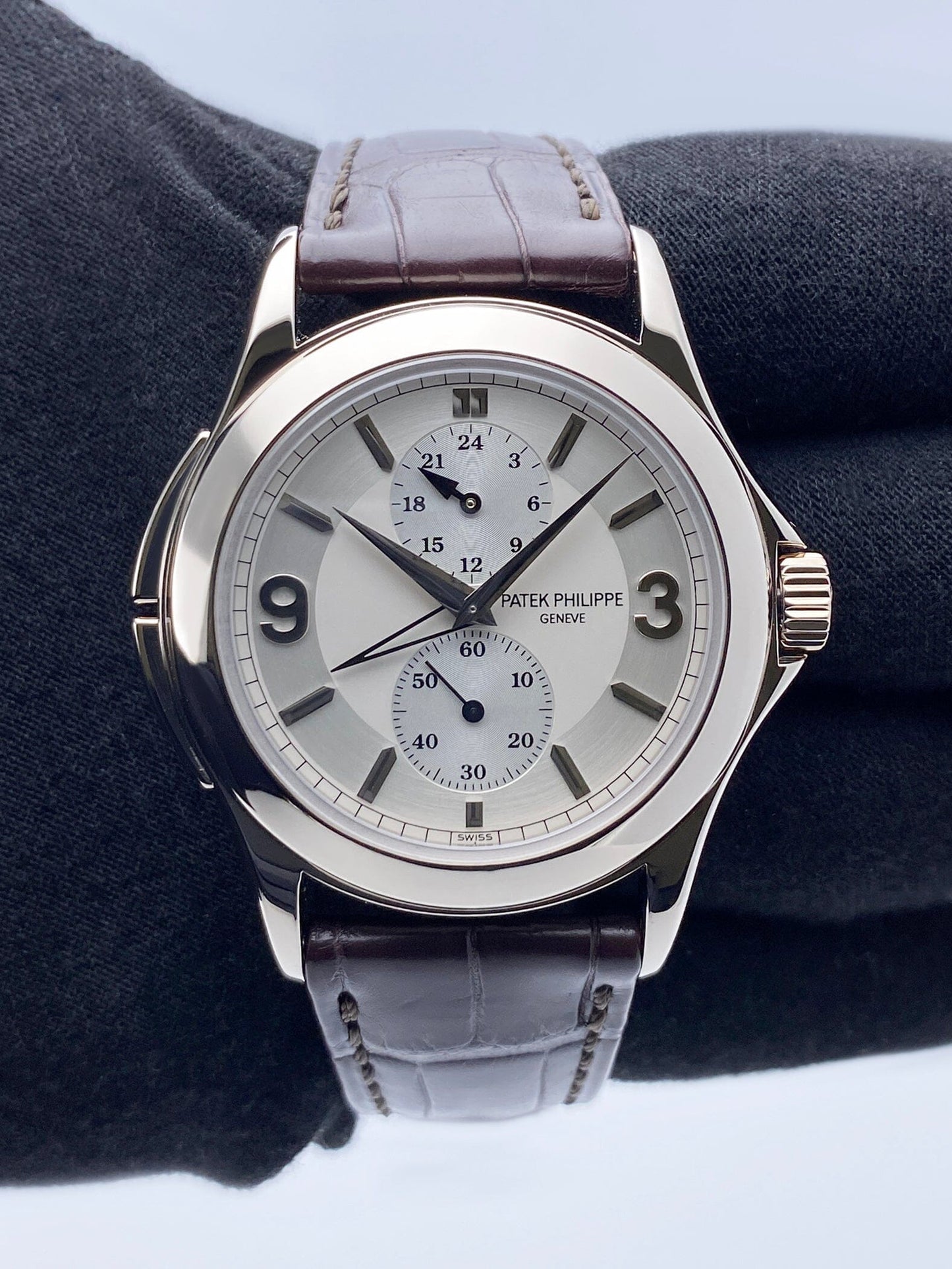 Patek Philippe Calatrava Travel Time 5134G 18K White Gold Mens Watch - Watches
