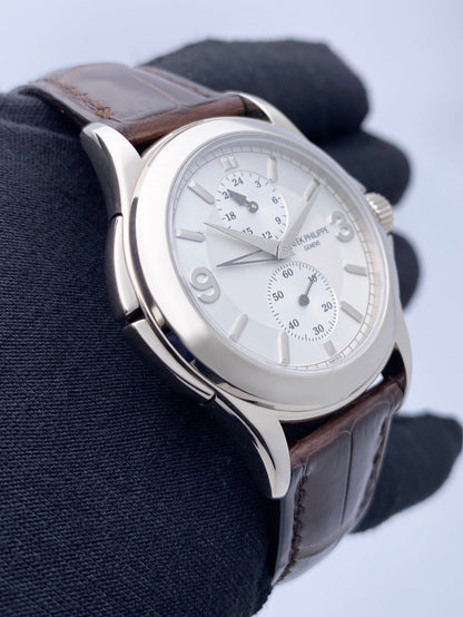 Patek Philippe Calatrava Travel Time 5134G 18K White Gold Mens Watch