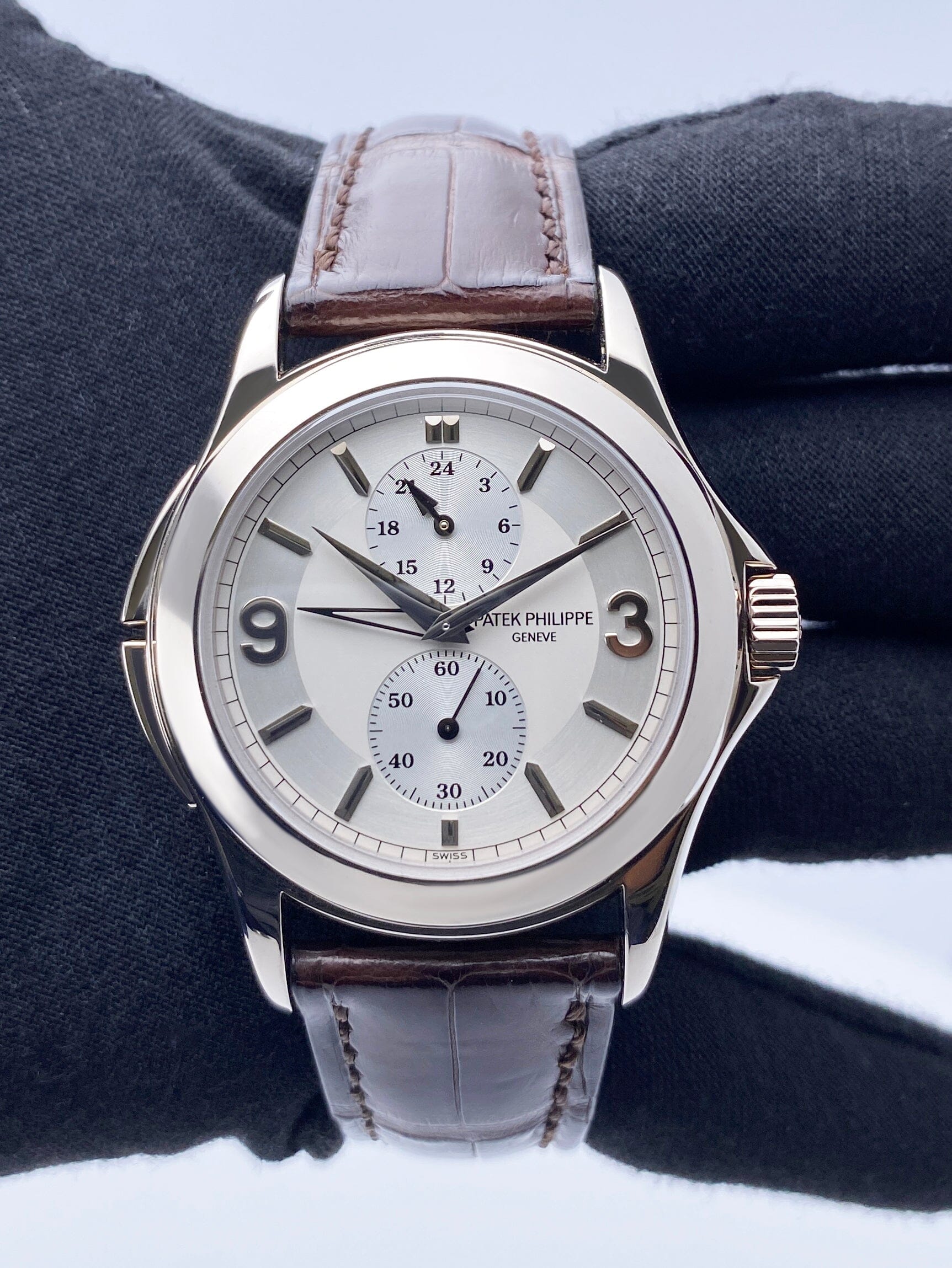 Patek Philippe Calatrava Travel Time 5134G 18K White Gold Mens Watch
