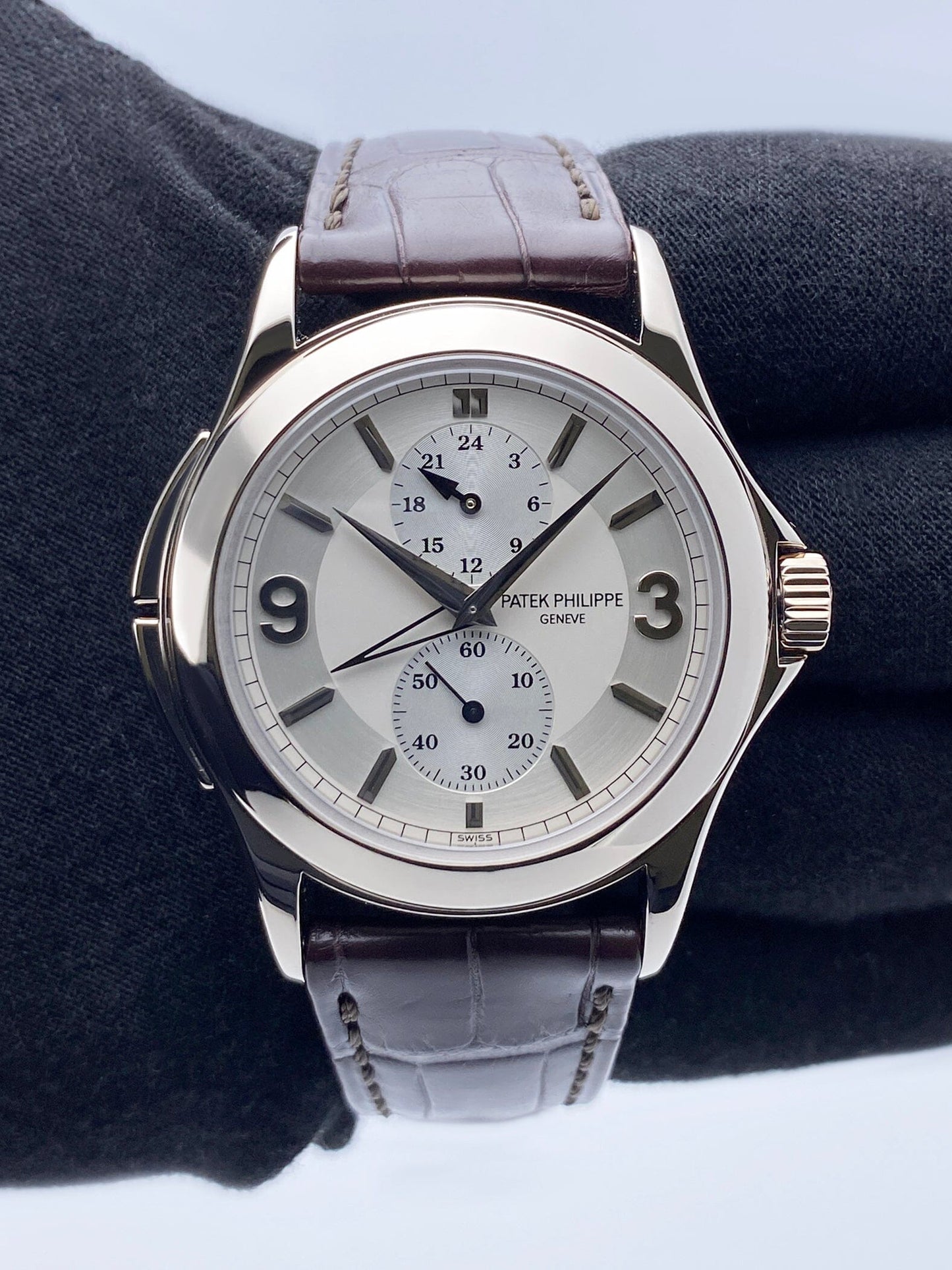 Patek Philippe Calatrava Travel Time 5134G 18K White Gold Mens Watch - Watches