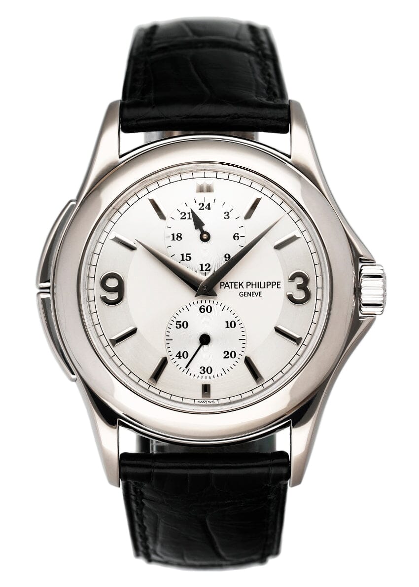 Patek Philippe Calatrava Travel Time 5134G 18K White Gold Mens Watch Box Papers - Watches