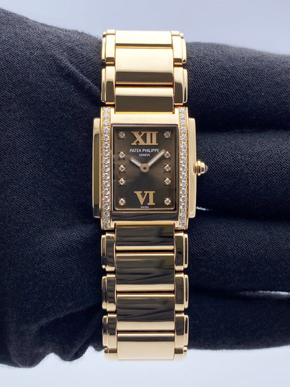 Patek Philippe Geneve Twenty-4 Rose Gold Chocolate Ladies Watch Box Papers - Virtual