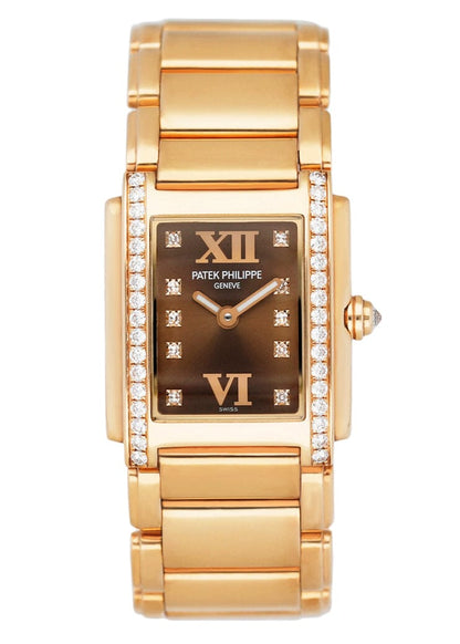 Patek Philippe Geneve Twenty-4 Rose Gold Chocolate Ladies Watch Box Papers - Virtual