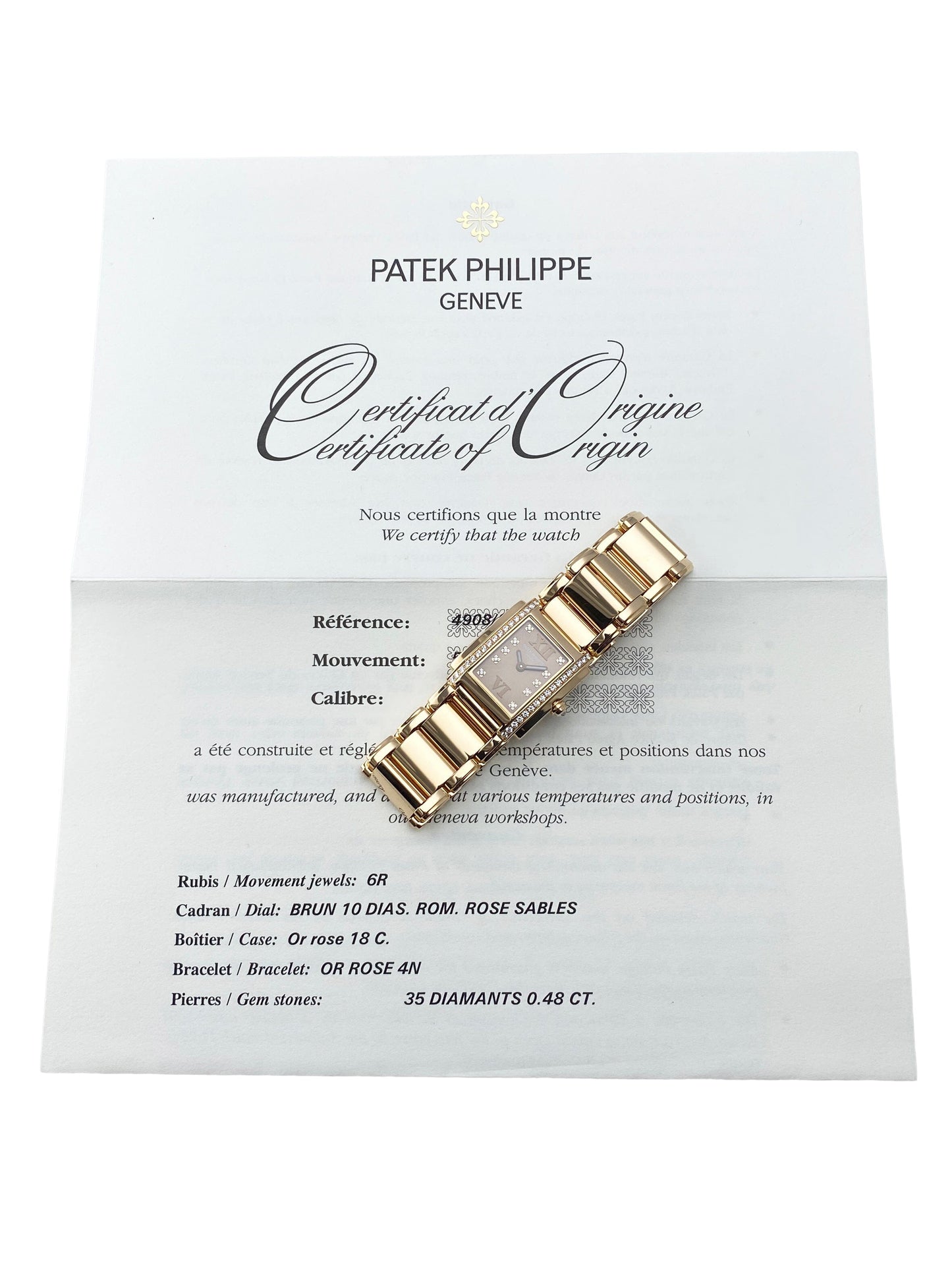 Patek Philippe Geneve Twenty-4 Rose Gold Chocolate Ladies Watch Box Papers - Virtual