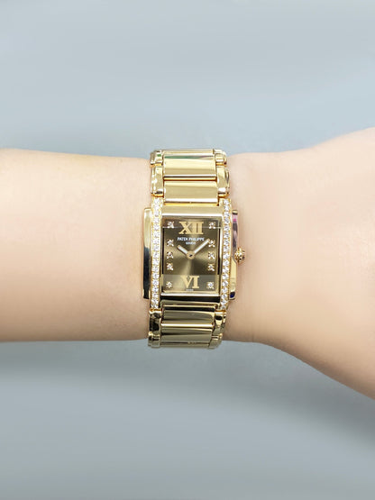Patek Philippe Geneve Twenty-4 Rose Gold Chocolate Ladies Watch Box Papers - Virtual