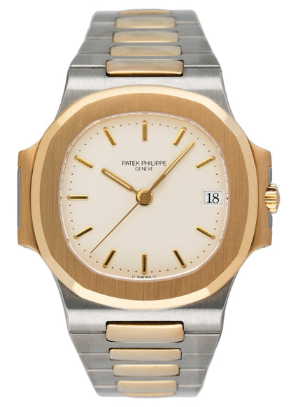 Patek Philippe Nautilus 3800 Ivory Dial Two Tone Mens Watch - Watches