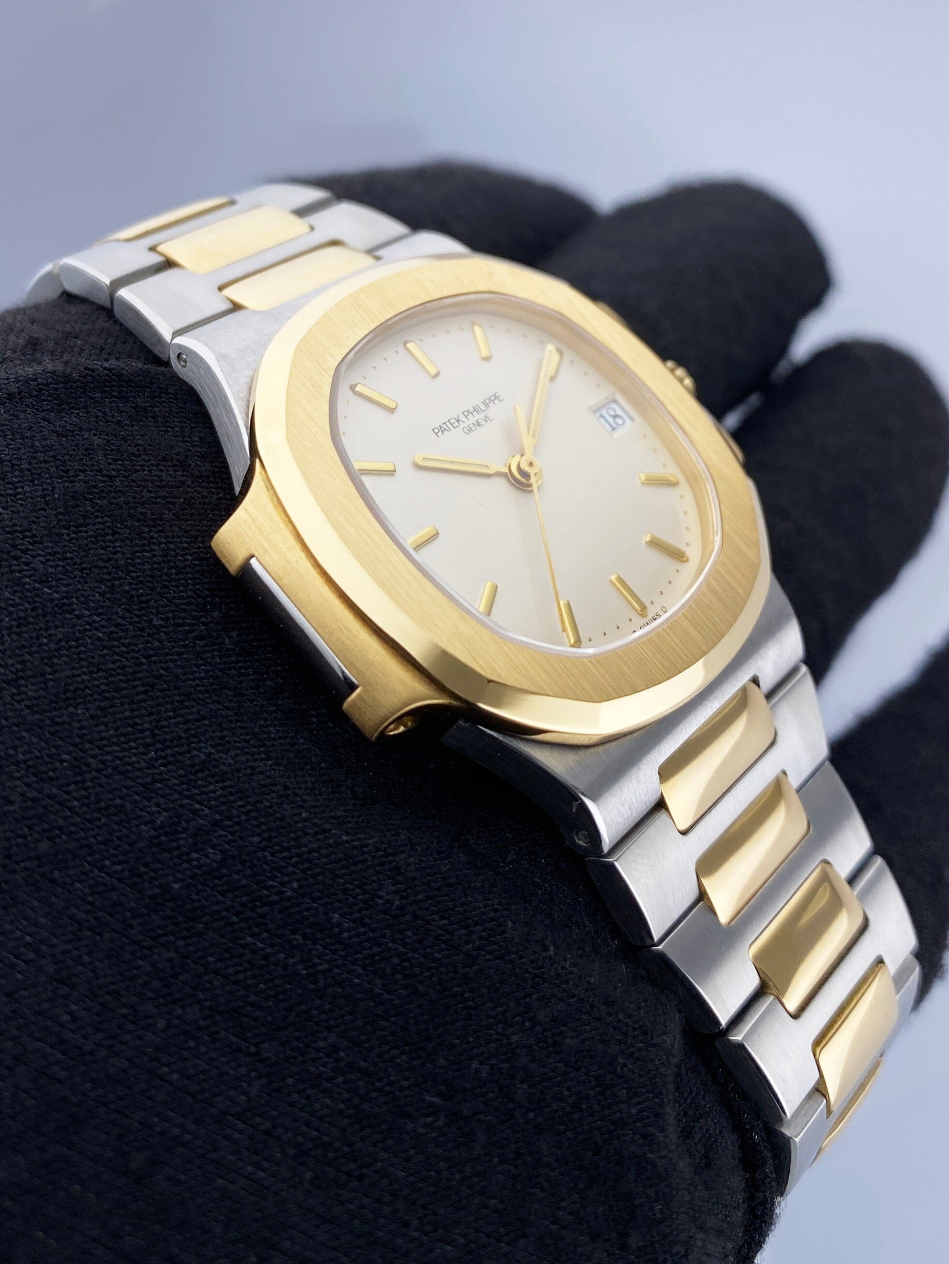 Patek Philippe Nautilus 3800 Ivory Dial Two Tone Mens Watch - Watches