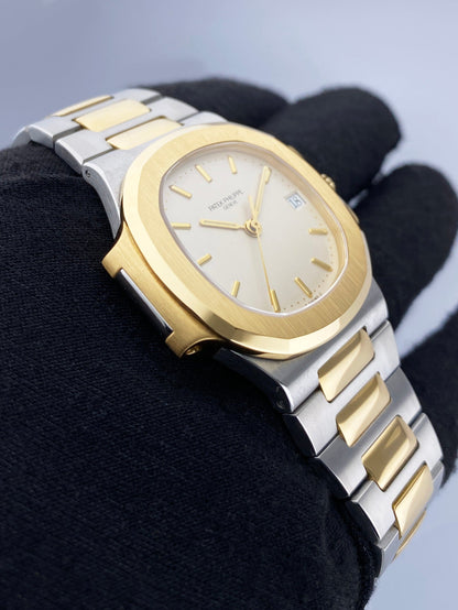 Patek Philippe Nautilus 3800 Ivory Dial Two Tone Mens Watch - Watches