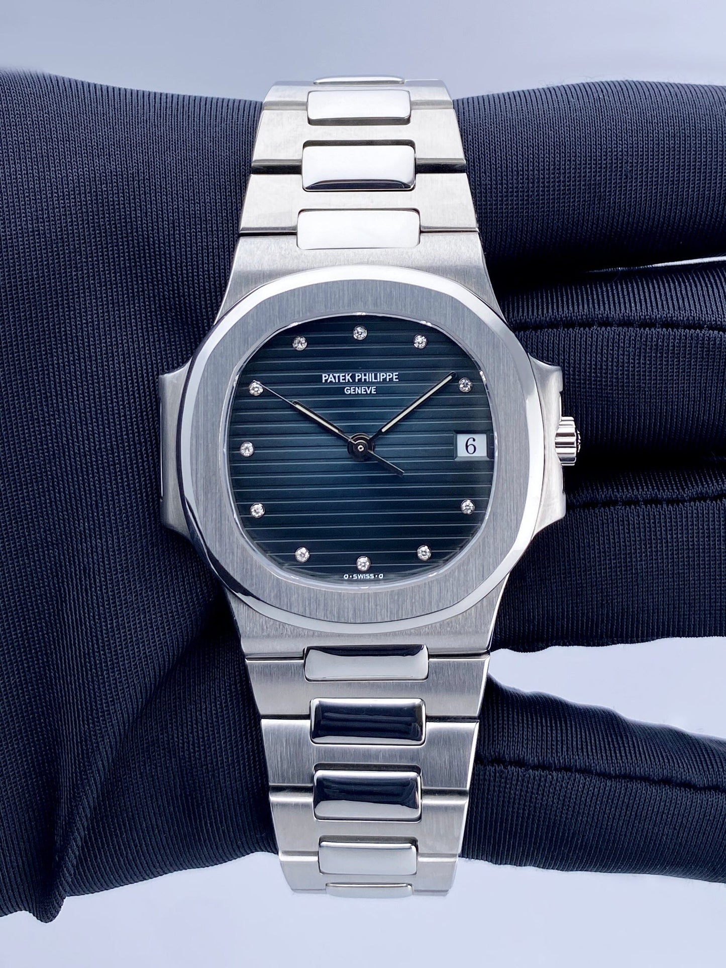 Patek Philippe Nautilus 3800/1A Diamond Blue Dial Mens Watch With Archives - Watches