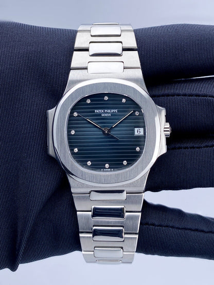 Patek Philippe Nautilus 3800/1A Diamond Blue Dial Mens Watch With Archives - Watches