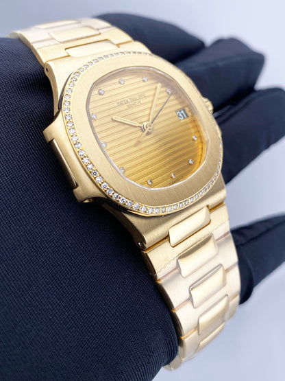 Patek Philippe Nautilus 3800/2J Champagne Diamond Dial Mens Watch With Archives - Watches