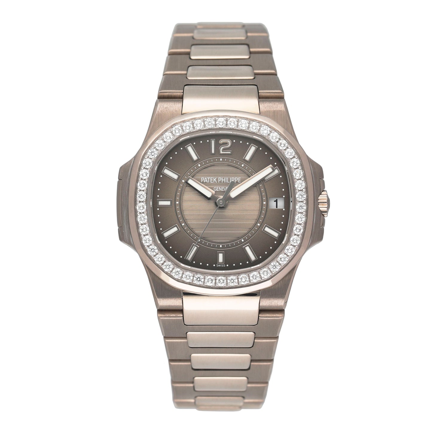 Patek Philippe Nautilus 7010/1G-010 Diamond Grey Dial Ladies Watch Box Papers