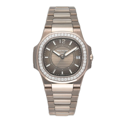 Patek Philippe Nautilus 7010/1G-010 Diamond Grey Dial Ladies Watch Box Papers