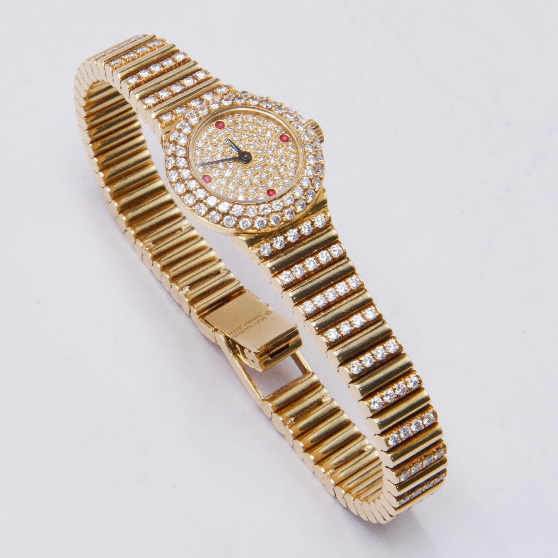 Patek Philippe Vintage 4613/1 Ruby Pave Dial 18K Yellow Gold Ladies Watch - Watches