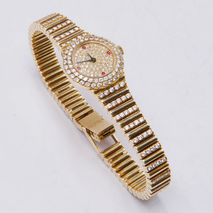 Patek Philippe Vintage 4613/1 Ruby Pave Dial 18K Yellow Gold Ladies Watch - Watches
