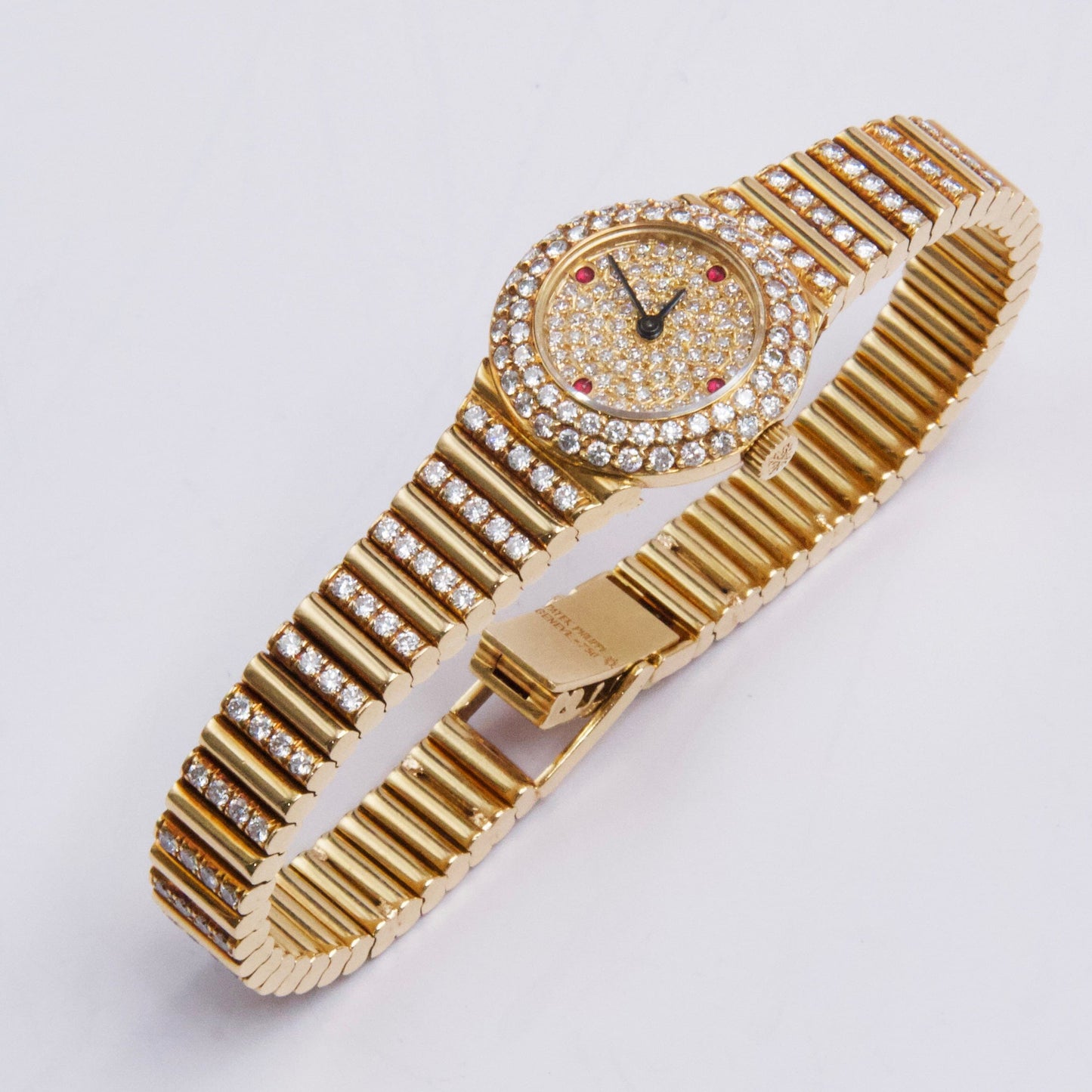 Patek Philippe Vintage 4613/1 Ruby Pave Dial 18K Yellow Gold Ladies Watch - Watches