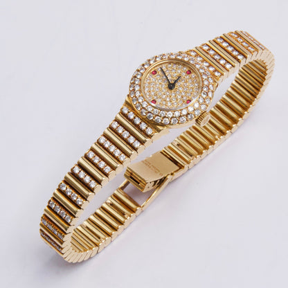 Patek Philippe Vintage 4613/1 Ruby Pave Dial 18K Yellow Gold Ladies Watch - Watches