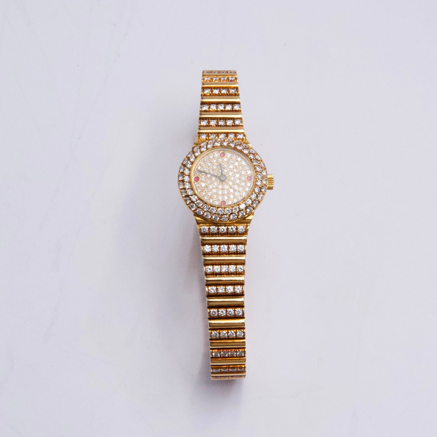 Patek Philippe Vintage 4613/1 Ruby Pave Dial 18K Yellow Gold Ladies Watch - Watches