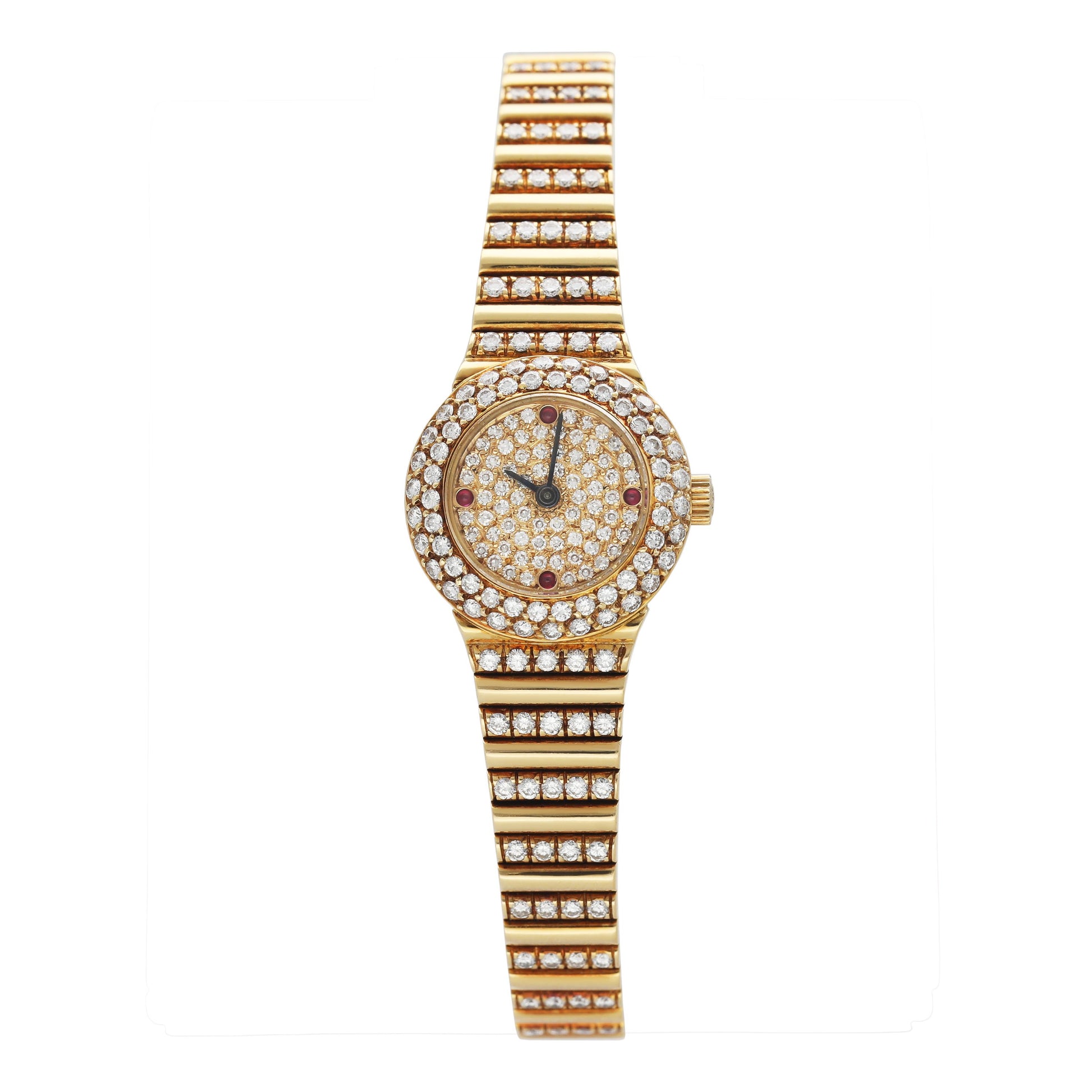 Patek Philippe Vintage 4613/1 Ruby Pave Dial 18K Yellow Gold Ladies Watch - Watches
