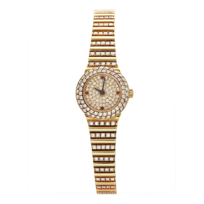 Patek Philippe Vintage 4613/1 Ruby Pave Dial 18K Yellow Gold Ladies Watch - Watches