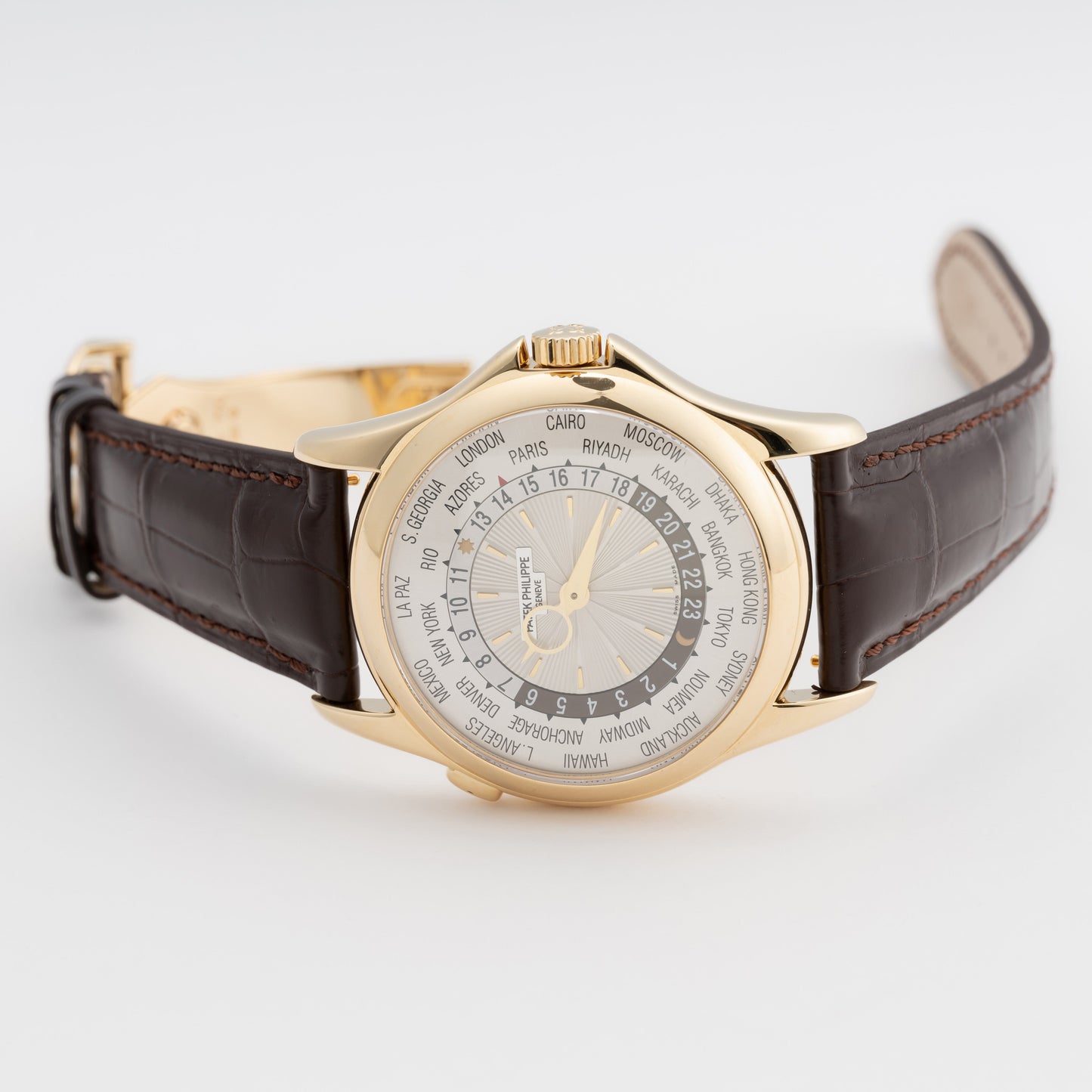 Patek Philippe World Time 5130J 18K Yellow Gold Mens Watch Box Papers - Watches