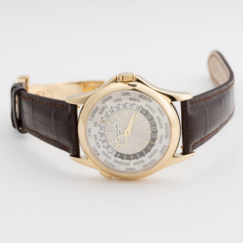 Patek Philippe World Time 5130J 18K Yellow Gold Mens Watch Box Papers - Watches