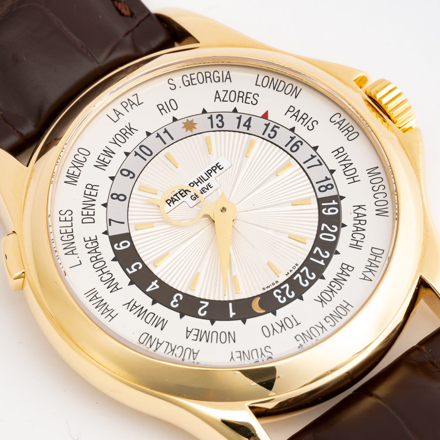Patek Philippe World Time 5130J 18K Yellow Gold Mens Watch Box Papers - Watches