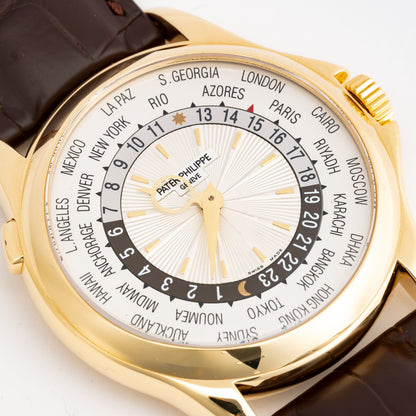 Patek Philippe World Time 5130J 18K Yellow Gold Mens Watch Box Papers - Watches