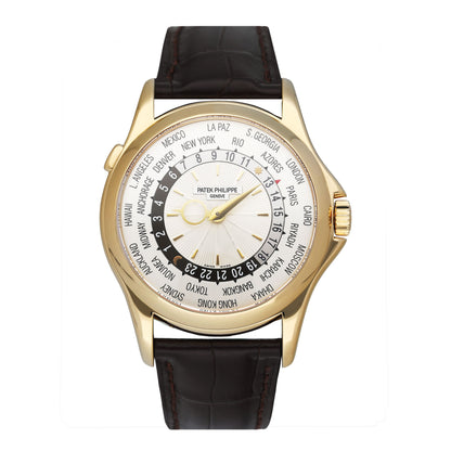 Patek Philippe World Time 5130J 18K Yellow Gold Mens Watch Box Papers - Watches