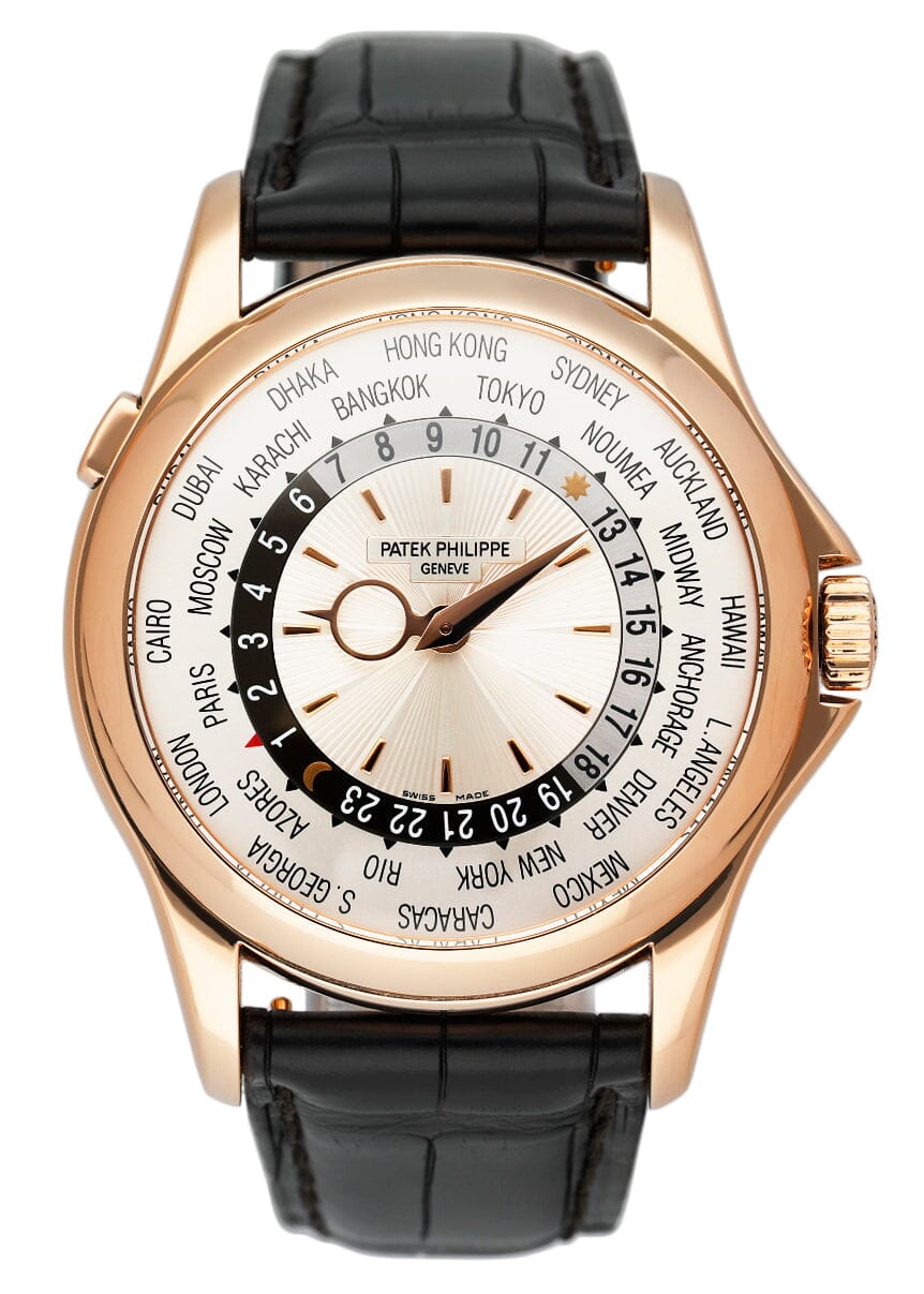 Patek Philippe World Time 5130R 18K Rose Gold Mens Watch Box Papers - Virtual