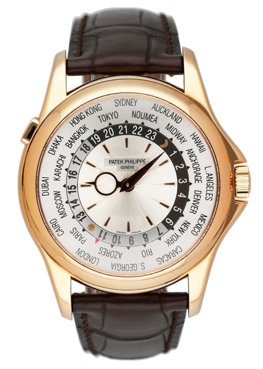 Patek Philippe World Time 5130R 18K Rose Gold Mens Watch Box Papers - Virtual