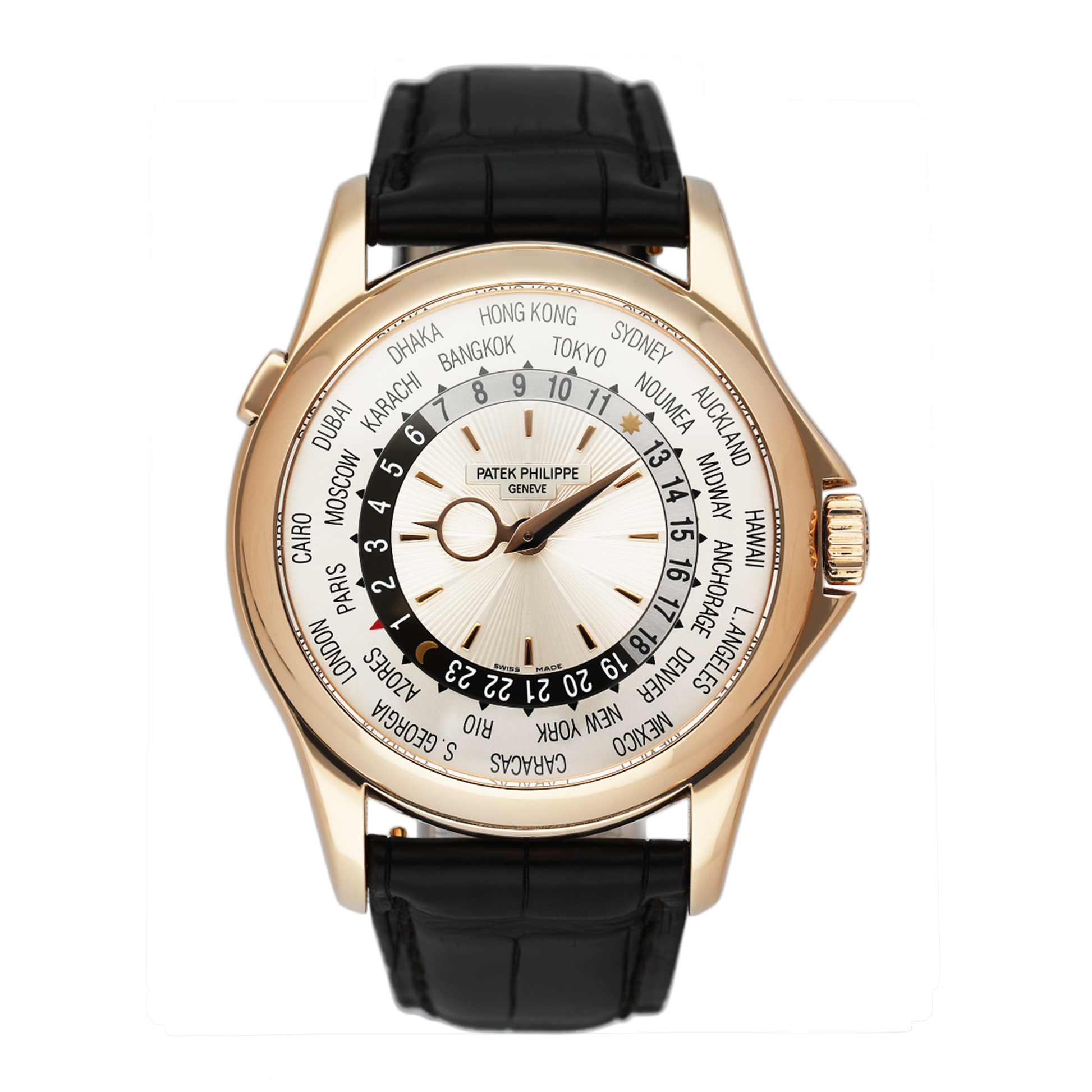 Patek Philippe World Time 5130R 18K Rose Gold Mens Watch Box Papers - Watches