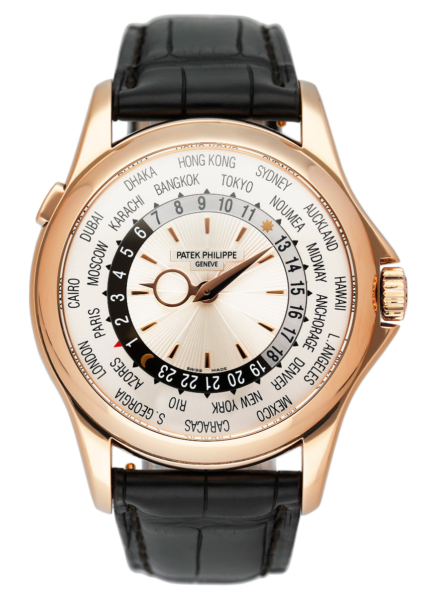 Patek Philippe World Time 5130R 18K Rose Gold Mens Watch Box Papers - Virtual
