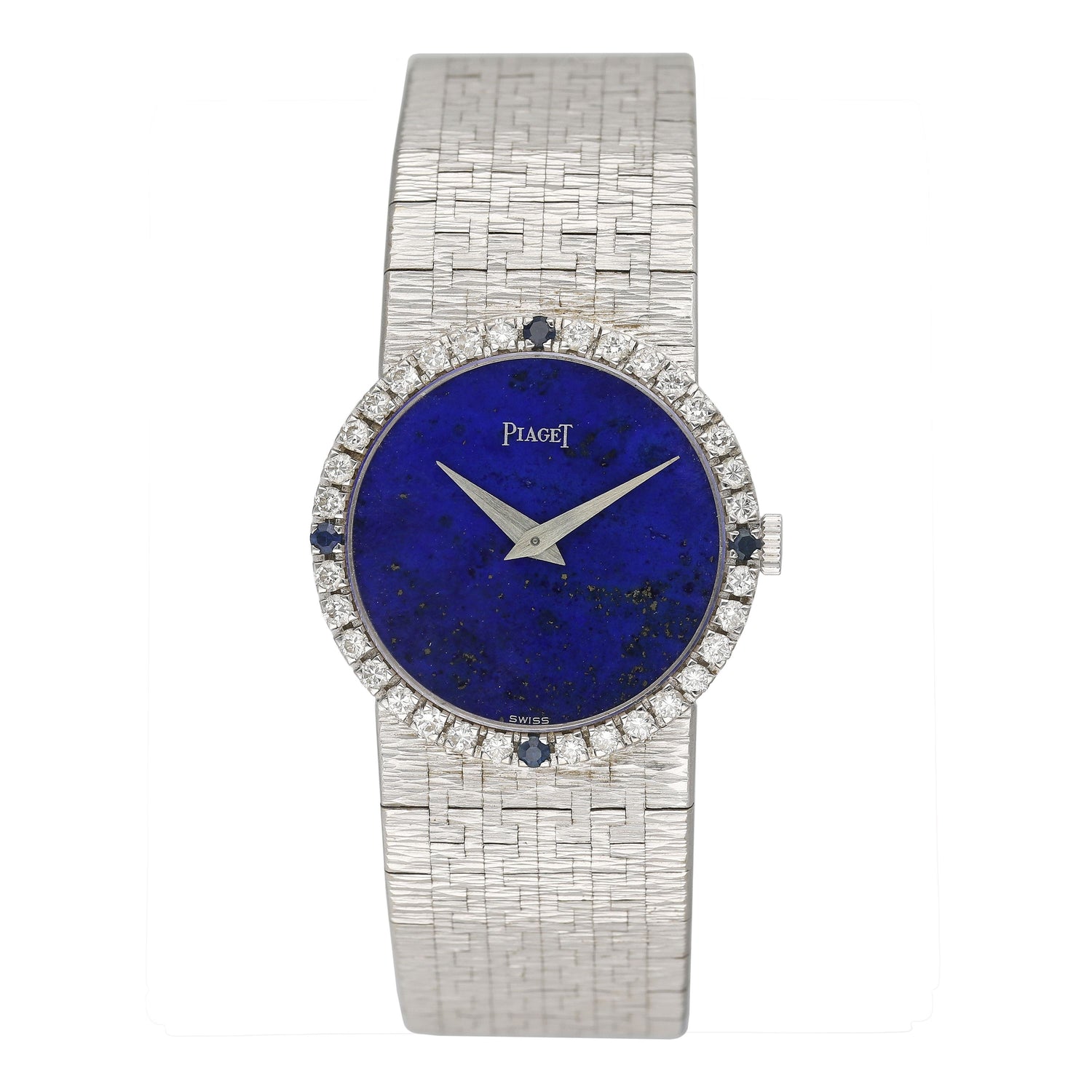 Piaget 9706 A6 Diamond Lapis Dial 18K White Gold Ladies Watch - Watches