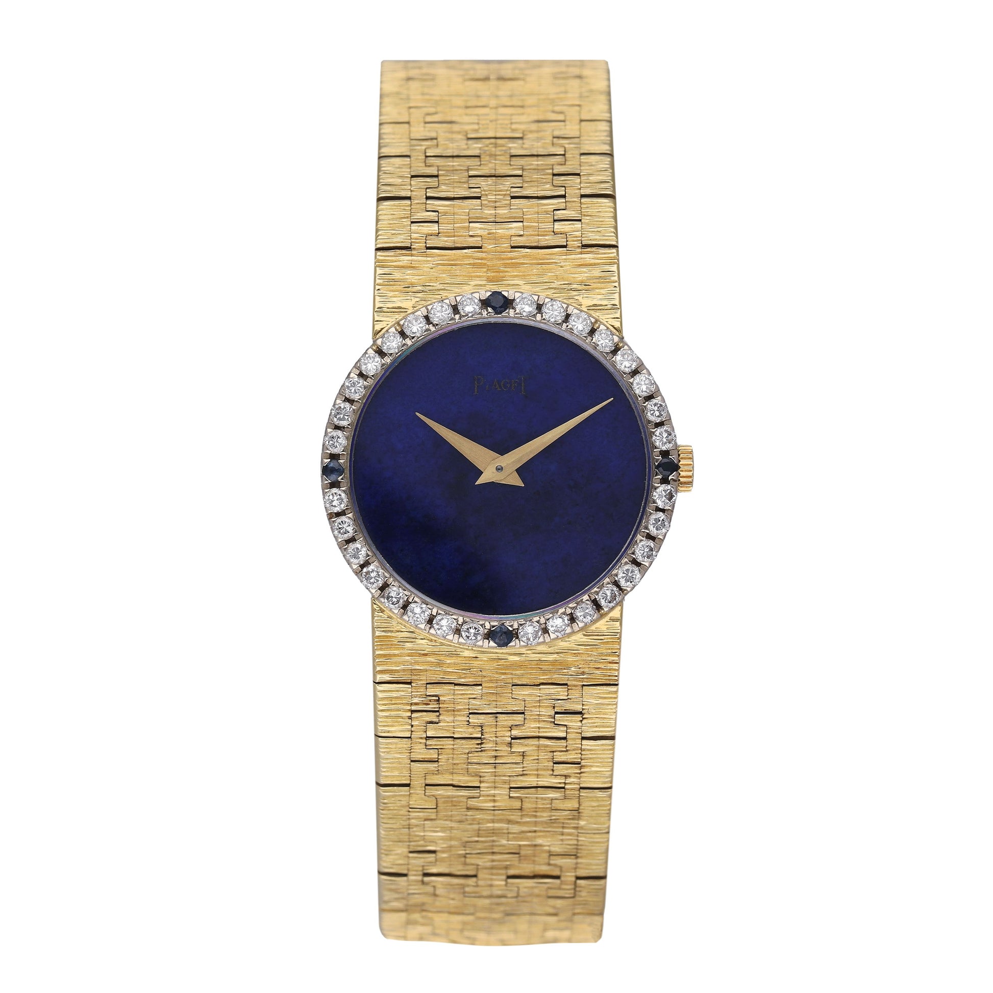 Piaget 9706 A6 Diamond Lapis Dial 18K Yellow Gold Ladies Watch - Watches