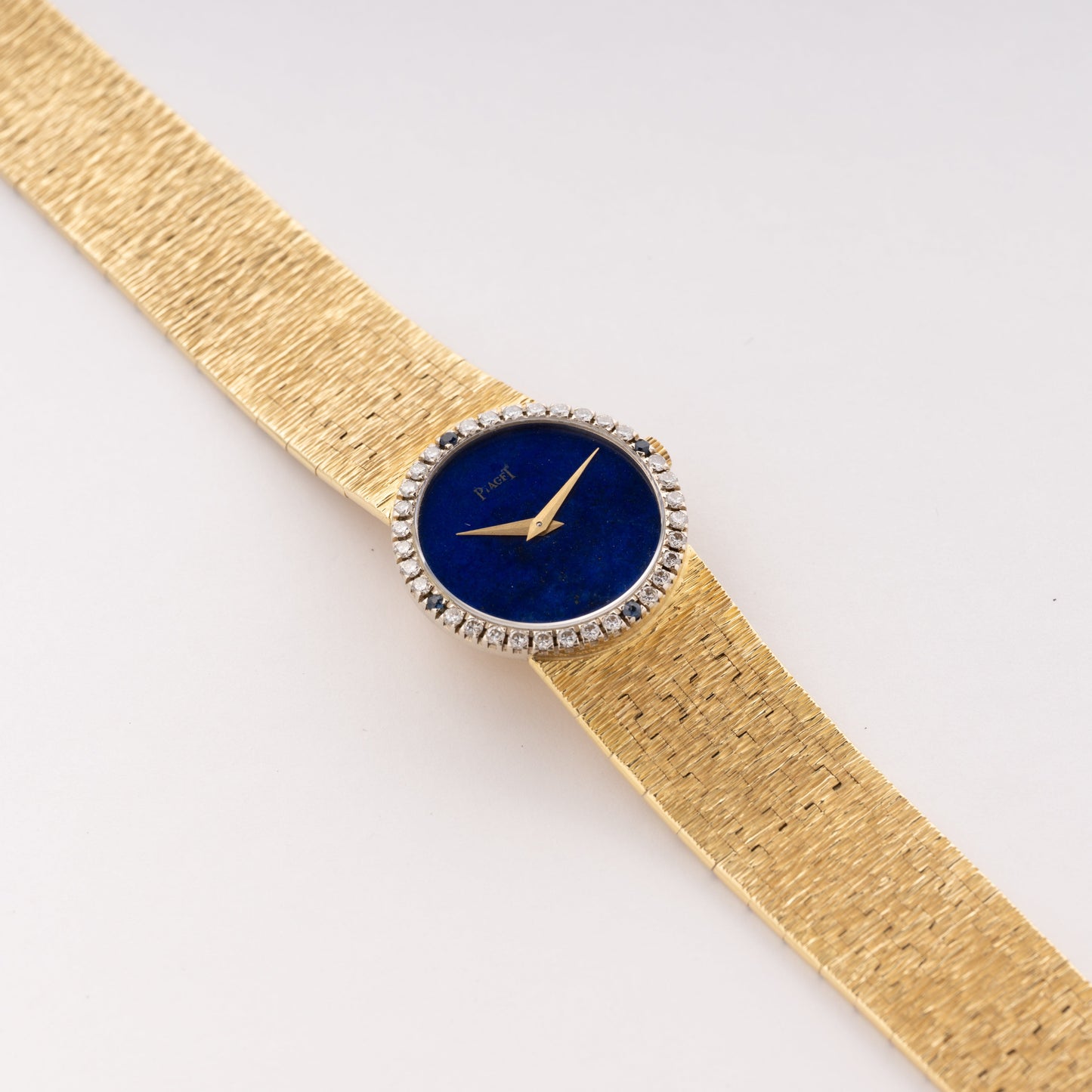 Piaget 9706 A6 Diamond Lapis Dial 18K Yellow Gold Ladies Watch - Watches
