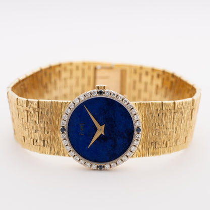 Piaget 9706 A6 Diamond Lapis Dial 18K Yellow Gold Ladies Watch - Watches